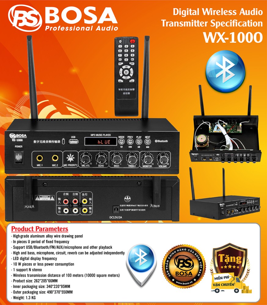 Amply phân tần bosa kỹ thuật số WX 1000 Bluetooth